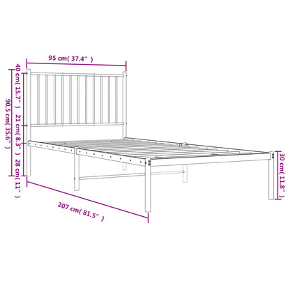 Estrutura de cama com cabeceira 90x200 cm metal branco