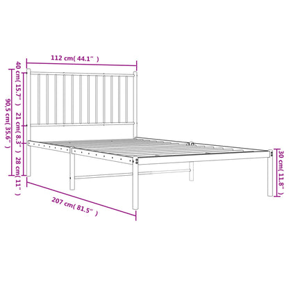 Estrutura de cama em metal com cabeceira 107x203 cm branco