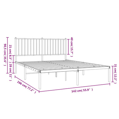 Estrutura de cama com cabeceira 135x190 cm metal branco