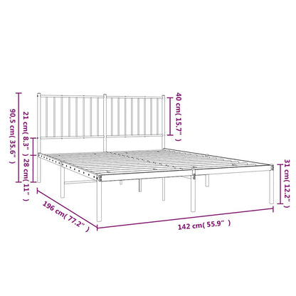 Estrutura de cama com cabeceira 135x190 cm metal branco