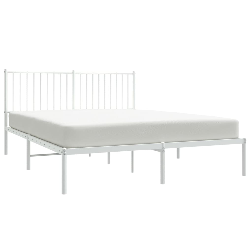 Estrutura de cama com cabeceira 160x200 cm metal branco