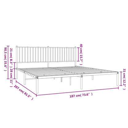 Estrutura de cama com cabeceira 180x200 cm metal branco