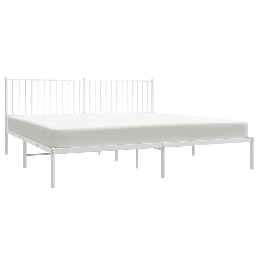 Estrutura de cama com cabeceira 200x200 cm metal branco