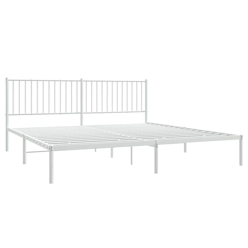 Estrutura de cama com cabeceira 200x200 cm metal branco