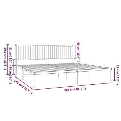 Estrutura de cama com cabeceira 200x200 cm metal branco