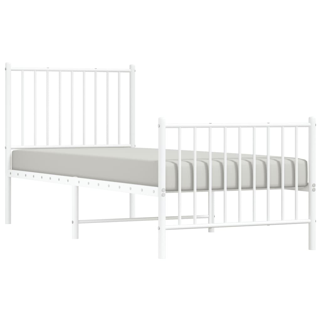 Estrutura de cama com cabeceira e pés 75x190 cm metal branco