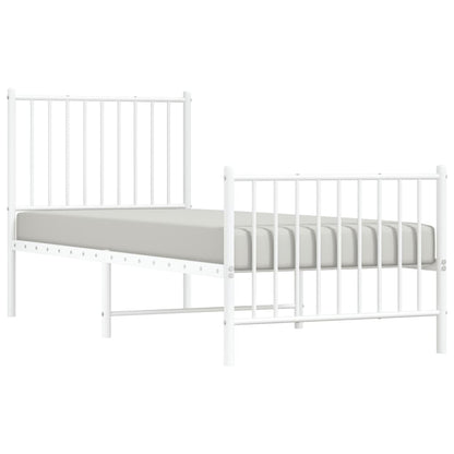 Estrutura de cama com cabeceira e pés 75x190 cm metal branco