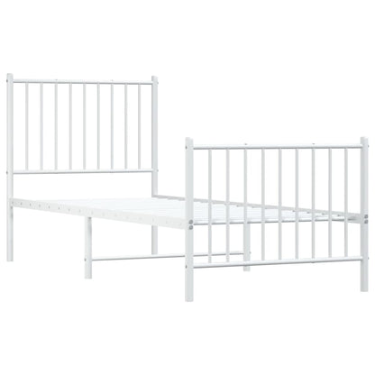 Estrutura de cama com cabeceira e pés 75x190 cm metal branco