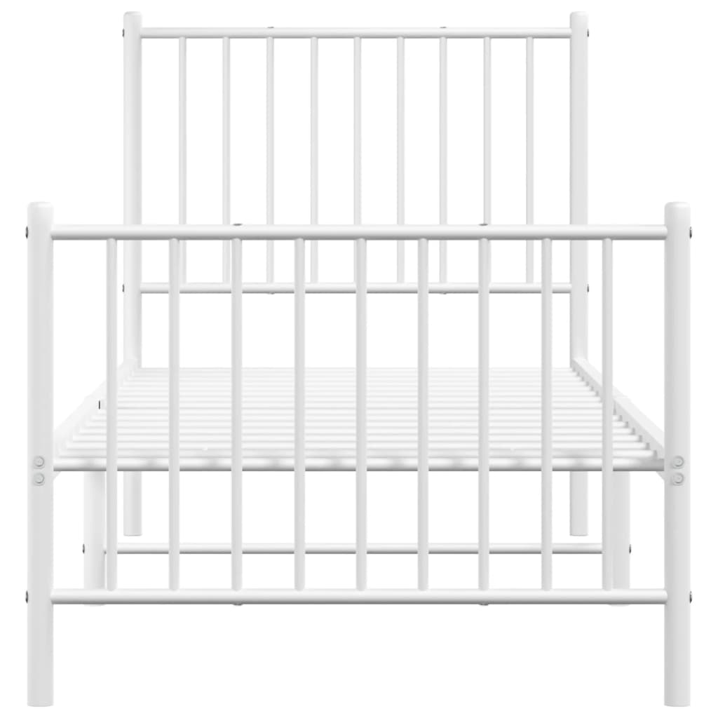 Estrutura de cama com cabeceira e pés 75x190 cm metal branco