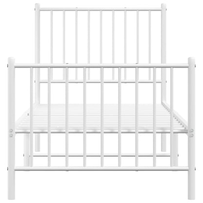 Estrutura de cama com cabeceira e pés 75x190 cm metal branco