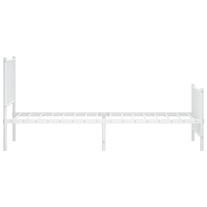 Estrutura de cama com cabeceira e pés 75x190 cm metal branco