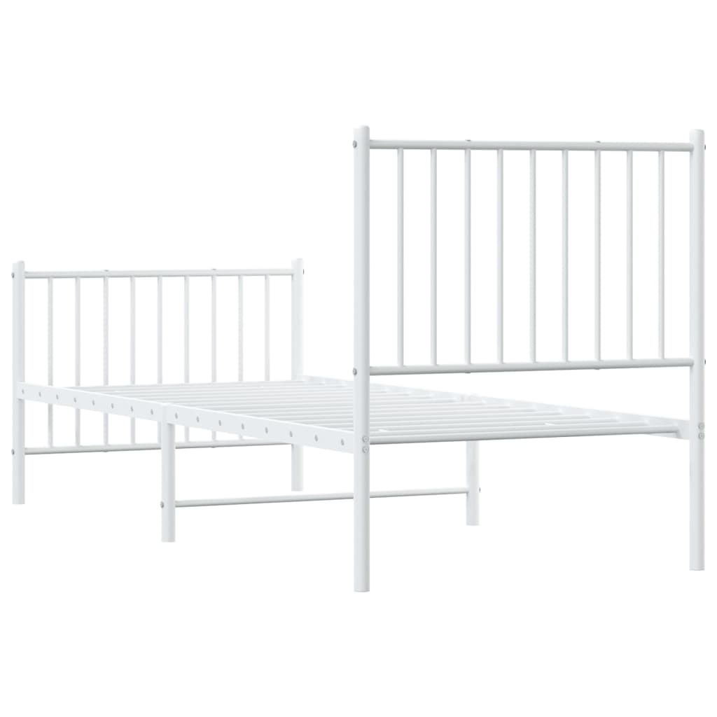 Estrutura de cama com cabeceira e pés 75x190 cm metal branco