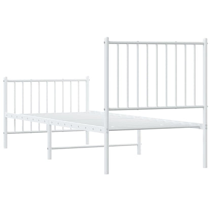 Estrutura de cama com cabeceira e pés 75x190 cm metal branco