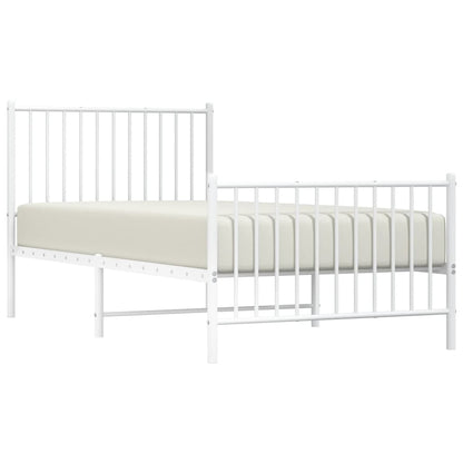 Estrutura de cama com cabeceira e pés 90x190 cm metal branco