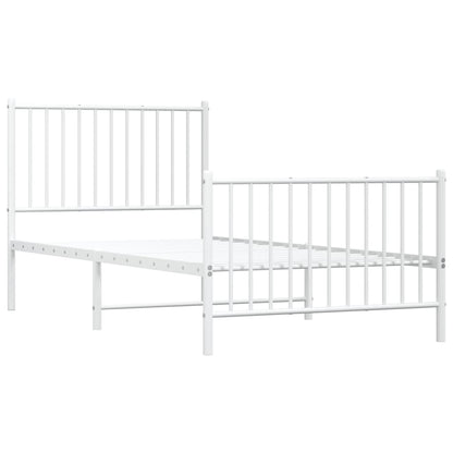 Estrutura de cama com cabeceira e pés 90x190 cm metal branco