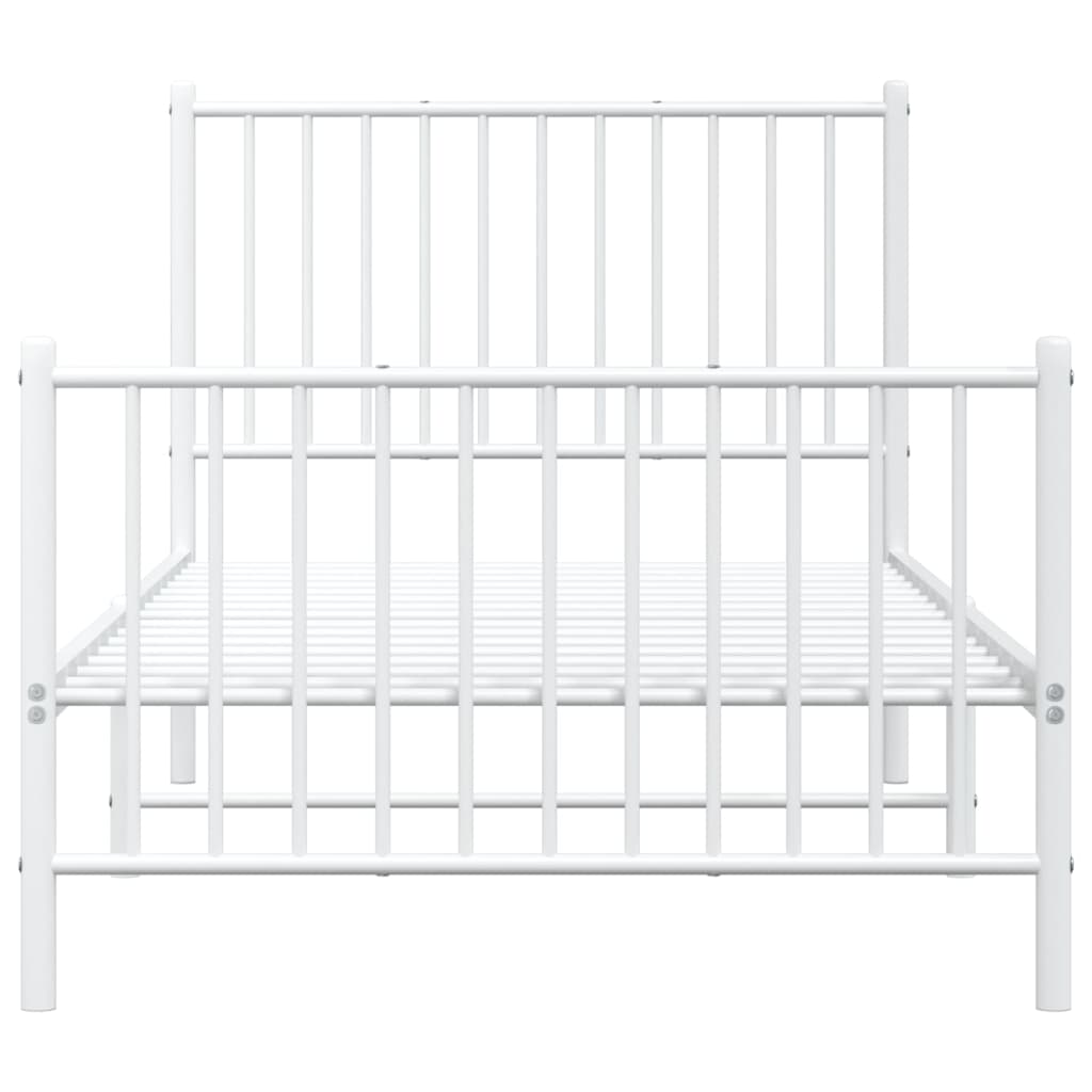 Estrutura de cama com cabeceira e pés 90x190 cm metal branco