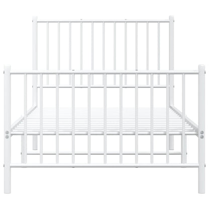 Estrutura de cama com cabeceira e pés 90x190 cm metal branco