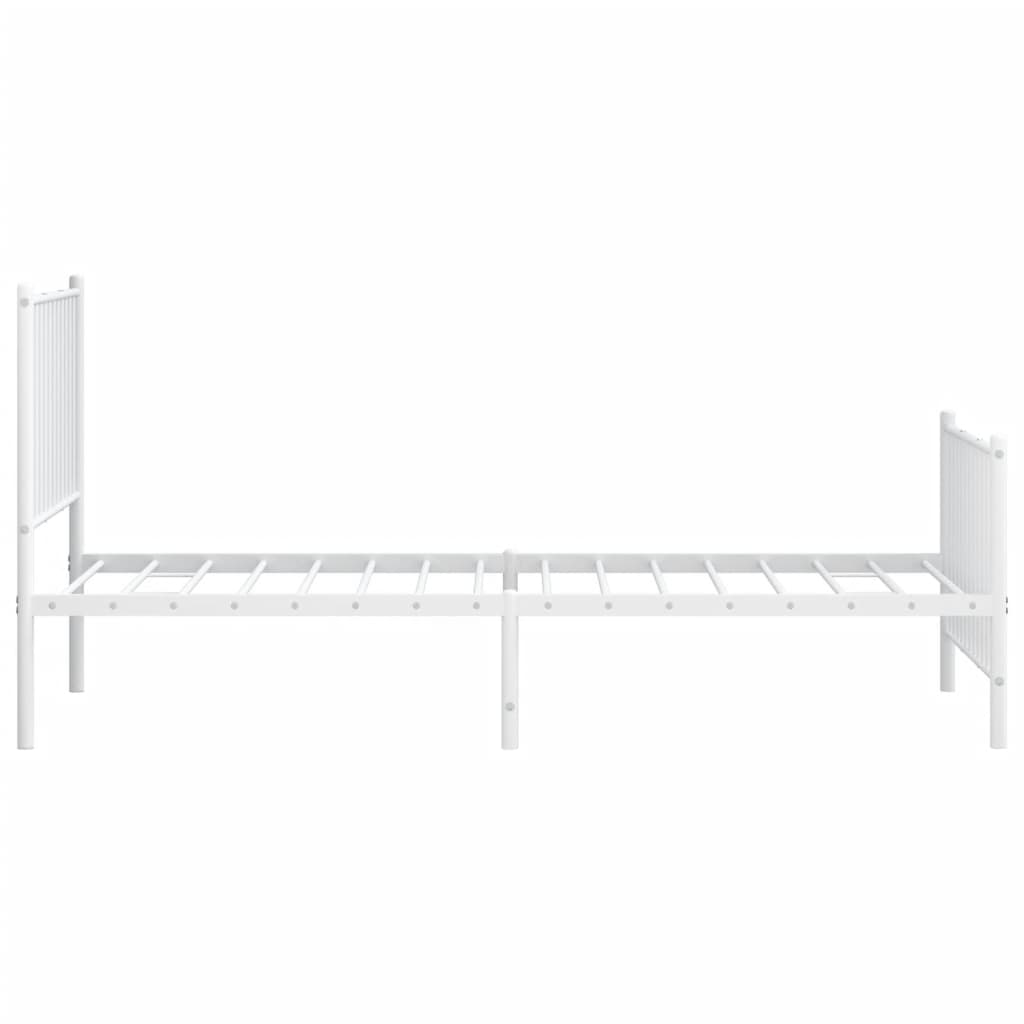 Estrutura de cama com cabeceira e pés 90x190 cm metal branco