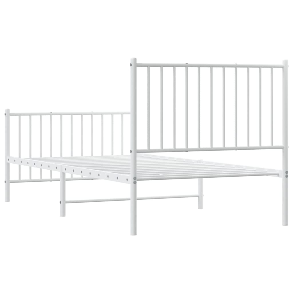 Estrutura de cama com cabeceira e pés 90x190 cm metal branco