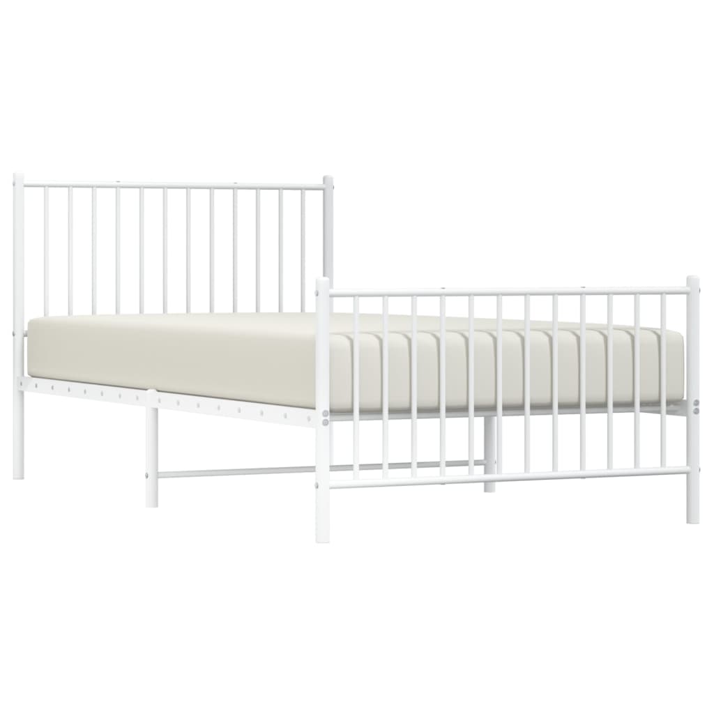 Estrutura de cama com cabeceira e pés 100x200 cm metal branco