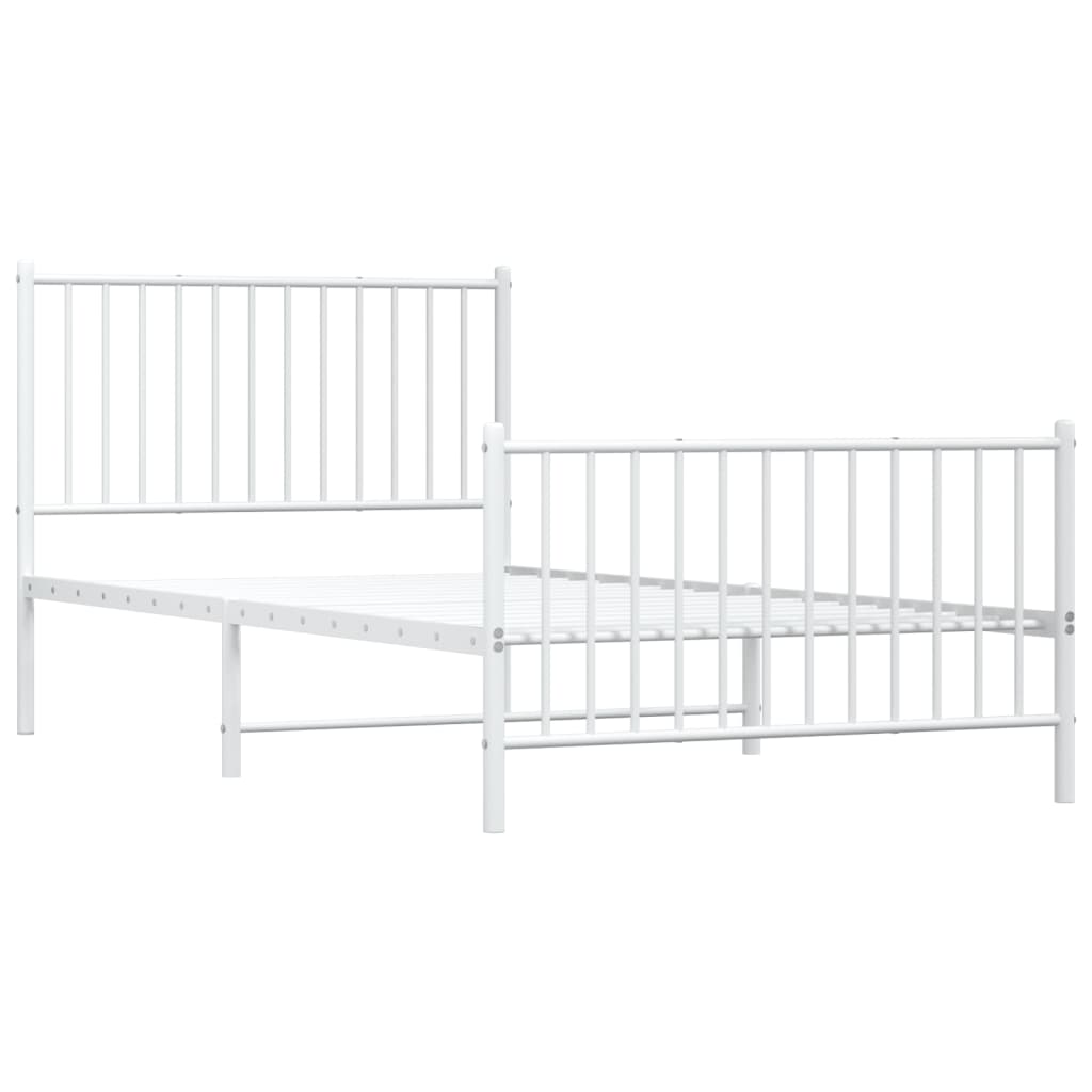 Estrutura de cama com cabeceira e pés 100x200 cm metal branco