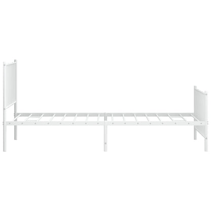 Estrutura de cama com cabeceira e pés 100x200 cm metal branco