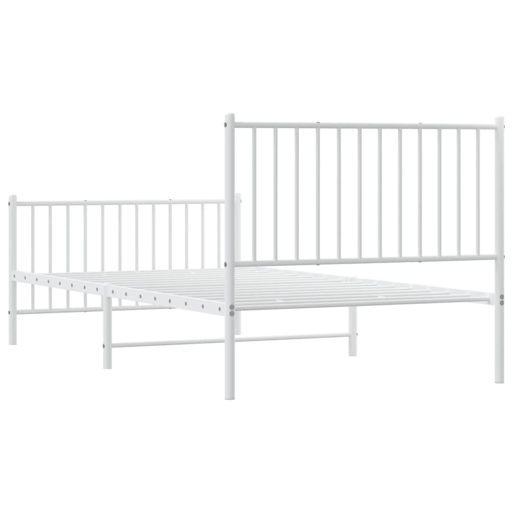 Estrutura de cama com cabeceira e pés 100x200 cm metal branco