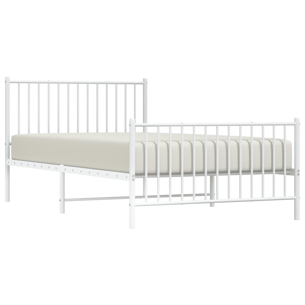 Estrutura de cama com cabeceira e pés 107x203 cm metal branco