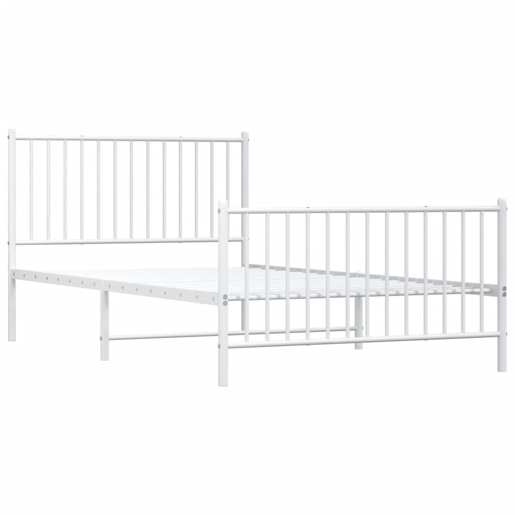 Estrutura de cama com cabeceira e pés 107x203 cm metal branco