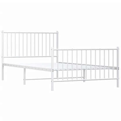 Estrutura de cama com cabeceira e pés 107x203 cm metal branco