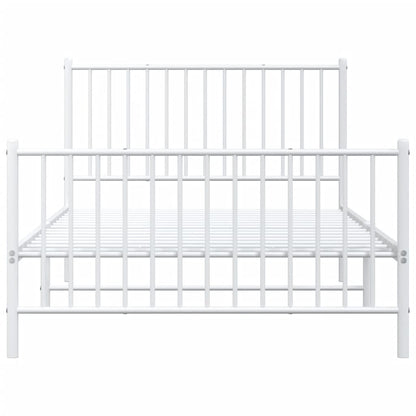 Estrutura de cama com cabeceira e pés 107x203 cm metal branco