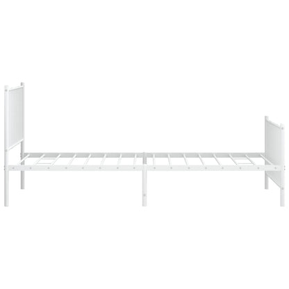 Estrutura de cama com cabeceira e pés 107x203 cm metal branco