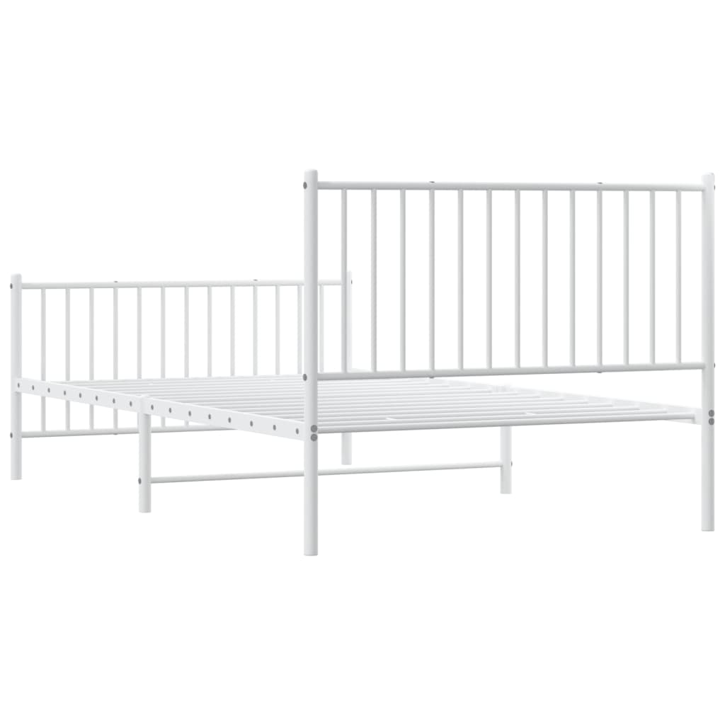 Estrutura de cama com cabeceira e pés 107x203 cm metal branco