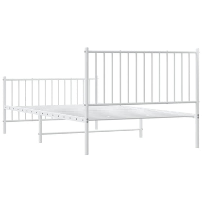 Estrutura de cama com cabeceira e pés 107x203 cm metal branco