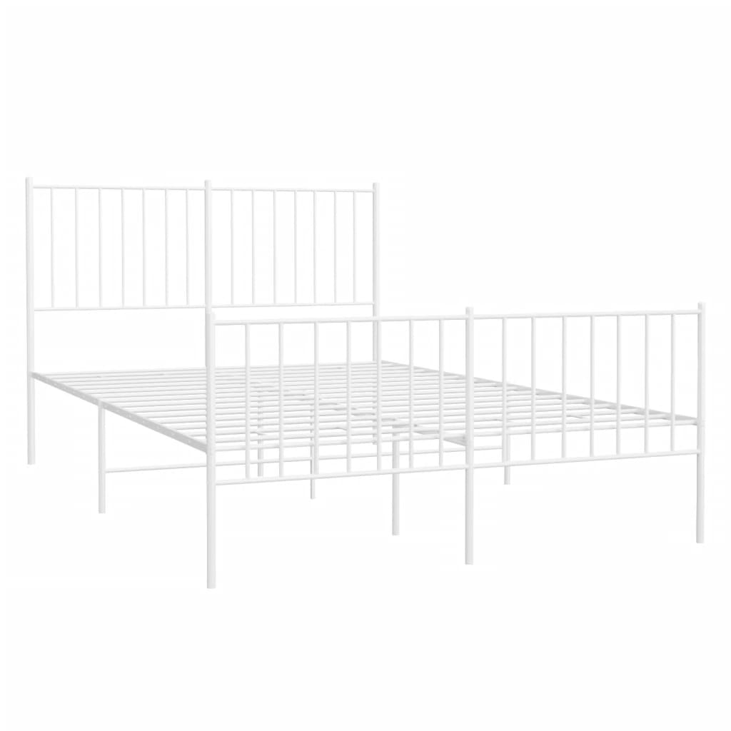 Estrutura de cama com cabeceira e pés 120x190 cm metal branco