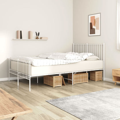 Estrutura de cama com cabeceira e pés 120x190 cm metal branco