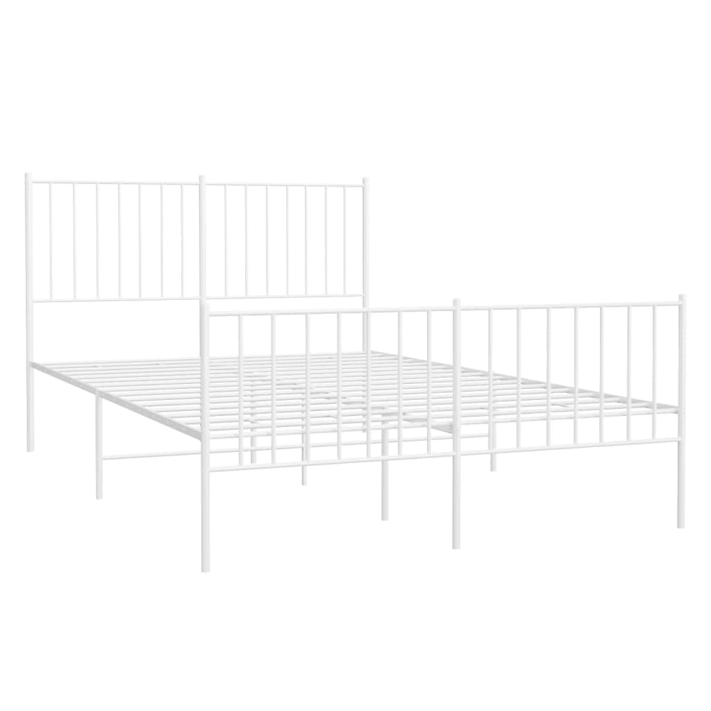 Estrutura de cama com cabeceira e pés 120x200 cm metal branco