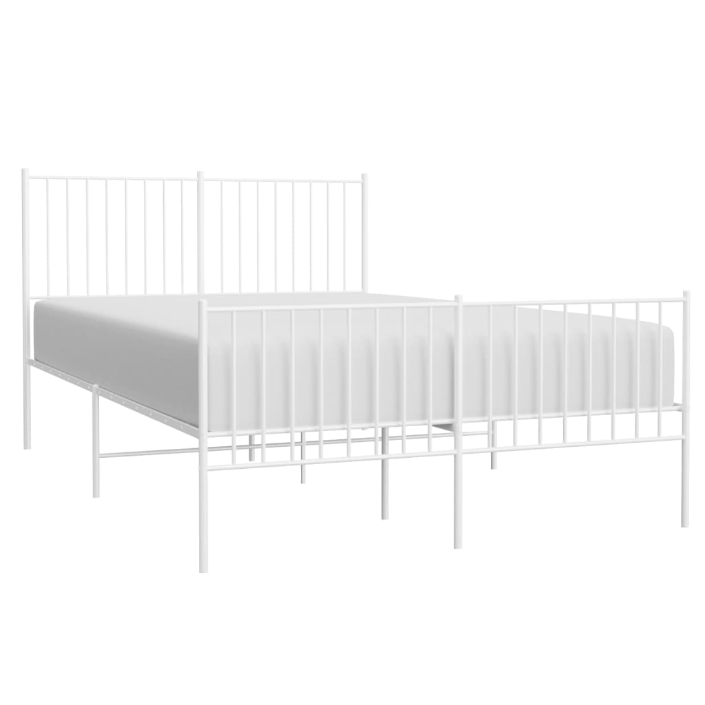 Estrutura de cama com cabeceira e pés 135x190 cm metal branco