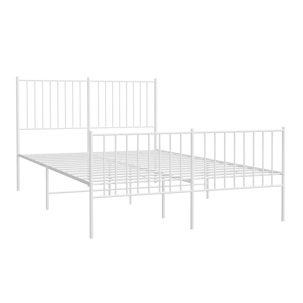 Estrutura de cama com cabeceira e pés 135x190 cm metal branco