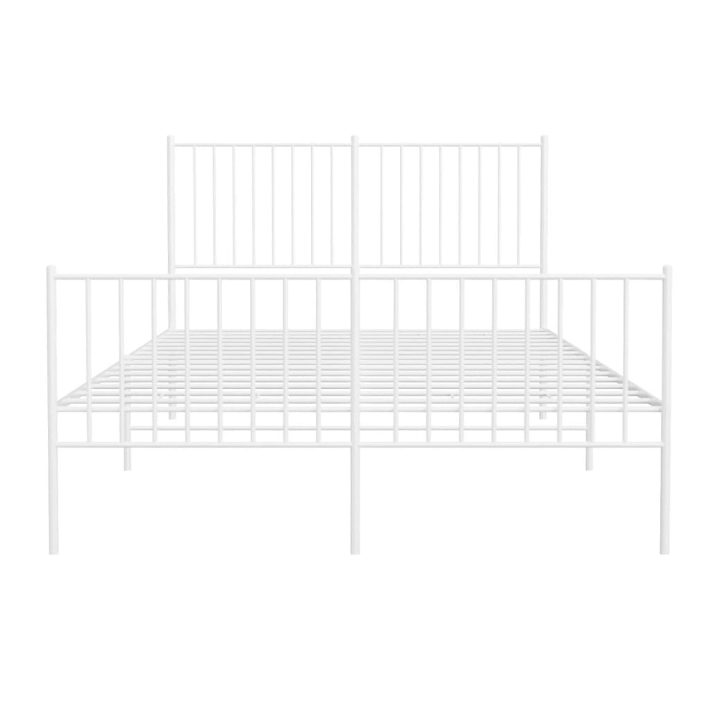 Estrutura de cama com cabeceira e pés 135x190 cm metal branco