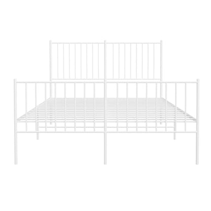 Estrutura de cama com cabeceira e pés 135x190 cm metal branco