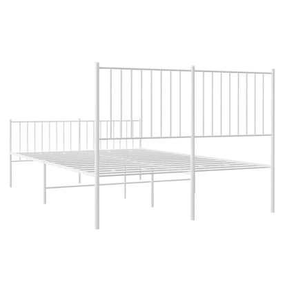 Estrutura de cama com cabeceira e pés 135x190 cm metal branco