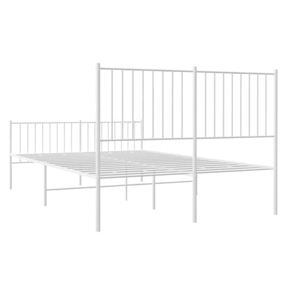 Estrutura de cama com cabeceira e pés 140x190 cm metal branco