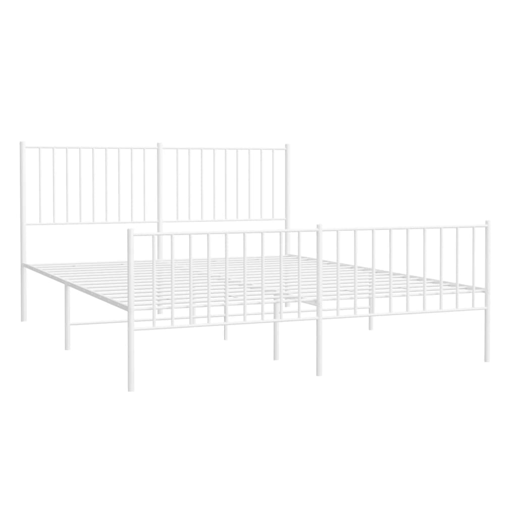 Estrutura de cama com cabeceira e pés 160x200 cm metal branco