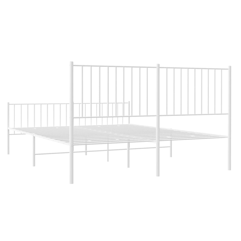 Estrutura de cama com cabeceira e pés 160x200 cm metal branco