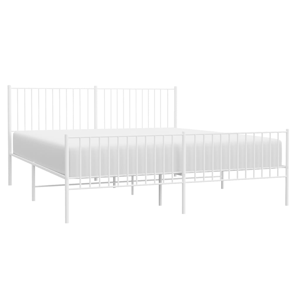 Estrutura de cama com cabeceira e pés 183x213 cm metal branco