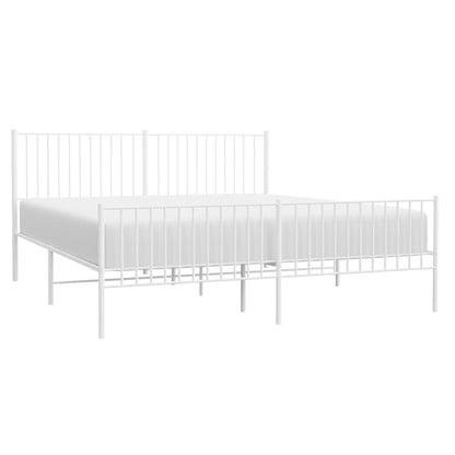 Estrutura de cama com cabeceira e pés 183x213 cm metal branco