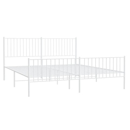 Estrutura de cama com cabeceira e pés 183x213 cm metal branco