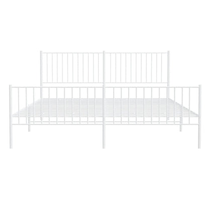 Estrutura de cama com cabeceira e pés 183x213 cm metal branco