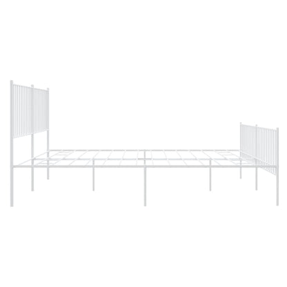 Estrutura de cama com cabeceira e pés 183x213 cm metal branco